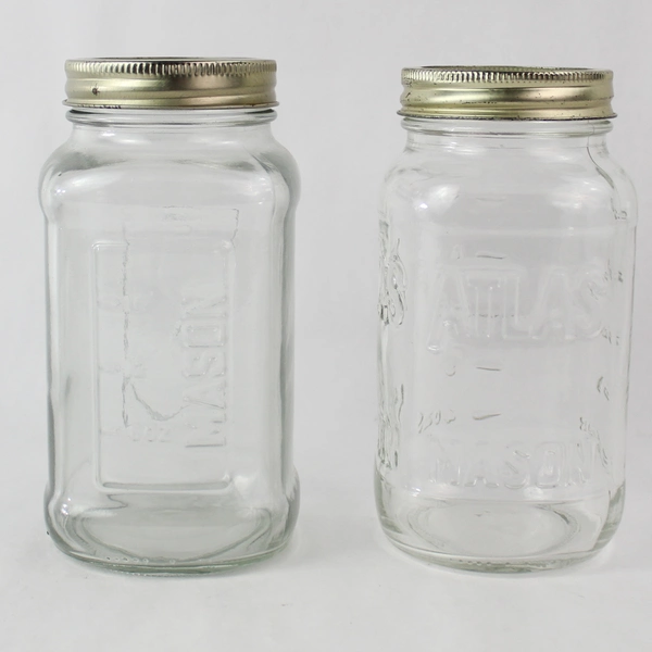 Lot of 6 Varying Brands Styles Mason Canning Jars Screw Top Metal Band No Lids