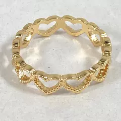 Woman's Gold Tone Heart Band Ring Size 8