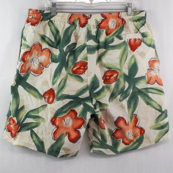 Eddie Bauer Swim Shorts Men's Size XL Cream Orange Floral Pool Beach Lake Summer