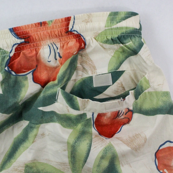Eddie Bauer Swim Shorts Men's Size XL Cream Orange Floral Pool Beach Lake Summer