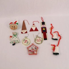 Lot of 9 Vintage Handmade Christmas Ornaments Quilted Needlepoint Crochet