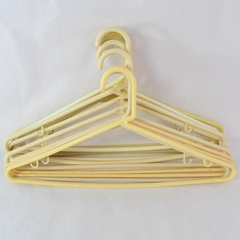Lot of 10 Shades of Beige Yellow Plastic Tubular Clothes Hangers Standard Size