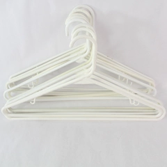 Lot of 10 Shades of White Plastic Tubular Clothing Hangers Standard Size