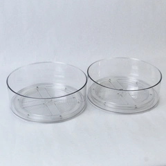 Lot of 2 Clear Space Plastic Storage Caddy Round Revolves Kitchen Organization