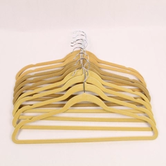 Lot of 9 Beige Velvet Space Saving Hangers with Swivel Hook for Clothes