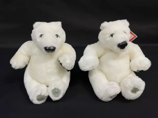 Lot of 2 Cavanaugh Coca-Cola Plush Polar Bears with Bottles Pre-owned