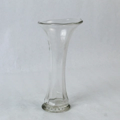 Vintage Etched Clear Glass Flower Vase Floral Design 7.75 Inch