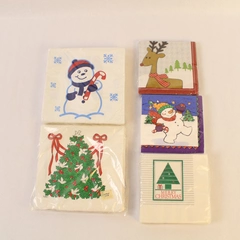 Lot of 5 Christmas Disposable Napkins Sealed Snowman Reindeer Hefty