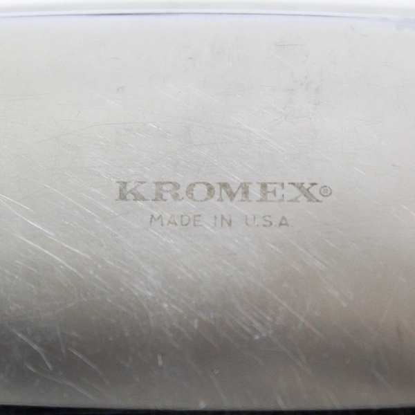 MCM Kromex Butter Dish Set with Glass Insert & Gold Tone Handle Vintage