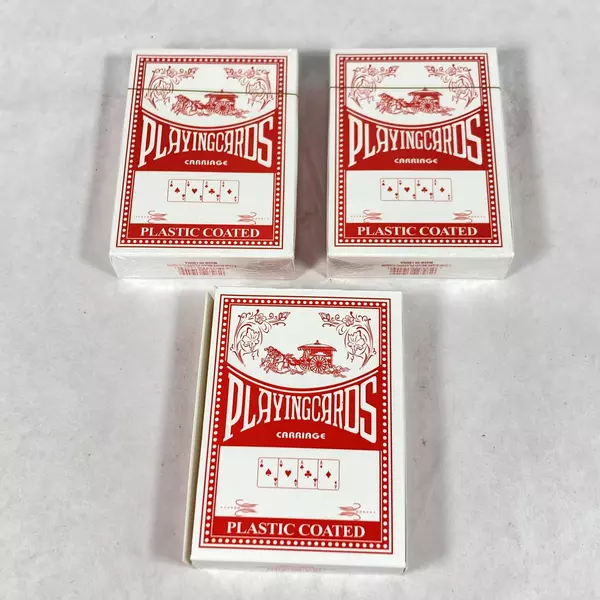 3 Decks Of Carriage Plastic Coated Playing Cards 2 Sealed