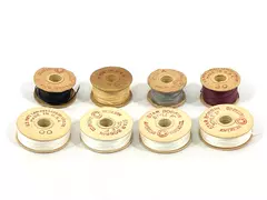 Lot of 8 Style F And A Star Bobbin Company Cardboard Bobbins With Thread