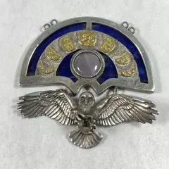 Unique Silver And Lapis Lazuli Eagle Eclipse Pendant With a Moonstone
