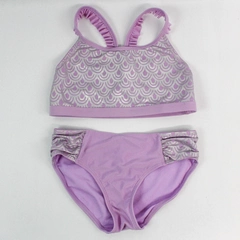 Cat & Jack 2 Piece Swimsuit Girls Size Large 10/12 Lake Beach Pool Mermaid Scale
