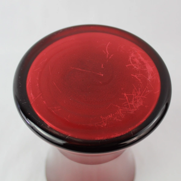 Art Glass Vase Ruby Red Clear 8in Vase Flower Home Decoration Table Decoration