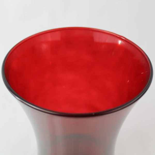 Art Glass Vase Ruby Red Clear 8in Vase Flower Home Decoration Table Decoration