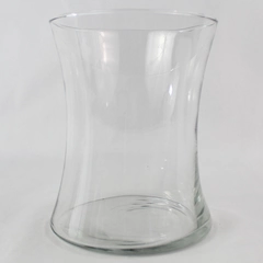 Clear Glass Vase Wide Mouth Stretched Cylinder Flower Decor 8.25" Tall