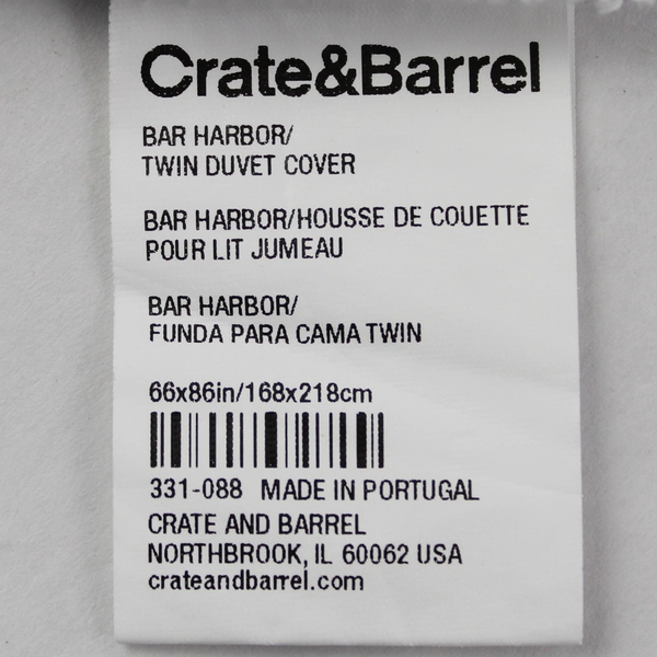Crate & Barrel Blue and White Striped Twin Bed Comforter Duvet 82 x 65