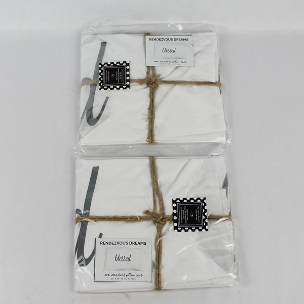 Lot of 2 Rendezvous Dreams Blessed Standard Pillowcases White 20x30 In