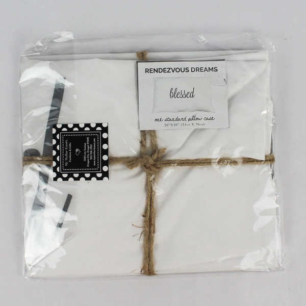 Lot of 2 Rendezvous Dreams Blessed Standard Pillowcases White 20x30 In