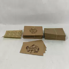 74 Thank You Cards with Envelopes & Seals 4x6 Inch Brown Pre-owned