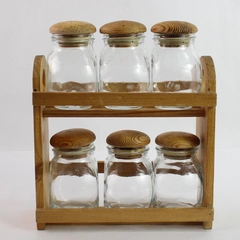 Wooden Spice Rack 6 Glass Canisters With Wooden Lids Spirit Mountain Casino