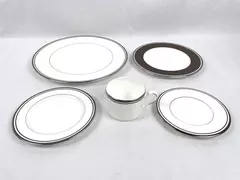 Lenox Federal Platinum Choco 5 Piece Dinner Set White Brown Classic Collection