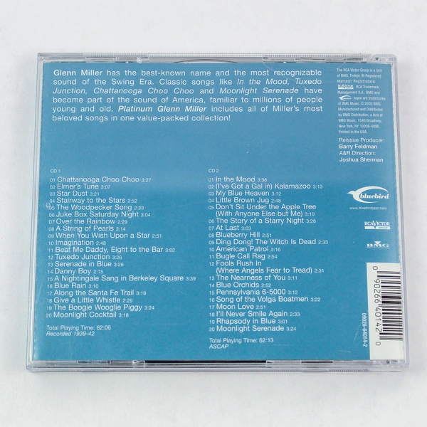 Platinum Glenn Miller 2 CD Set 40 Songs 2003 Bluebird Pre-Owned