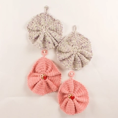 Lot of 4 Vintage Handmade Crocheted Potholders Pink & Purple 7" Round