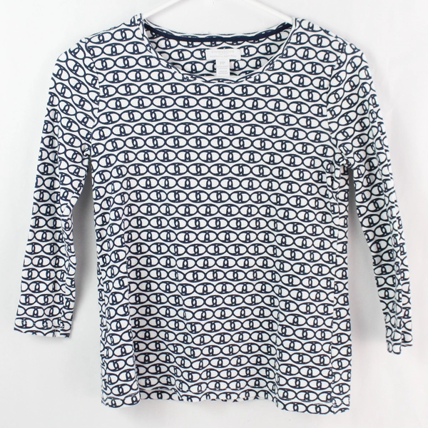 Charter Club Women's Perfectly Soft Pima 3/4 Sleeve B&W Pattern Shirt Size PP