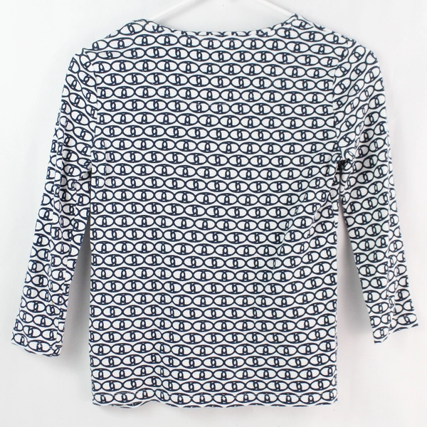 Charter Club Women's Perfectly Soft Pima 3/4 Sleeve B&W Pattern Shirt Size PP