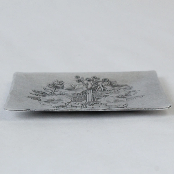 Wendell August Hammered Aluminum Trinket Tray - Basket of Flowers 4"x5"