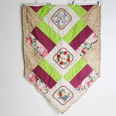 Multicolor Quilted Fabric Floral Butterfly Design Table Runner 36x82in