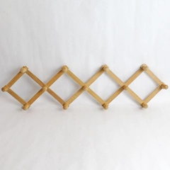 Wooden Accordion Folding Hat Rack Cloth Wall Hanger Expandable