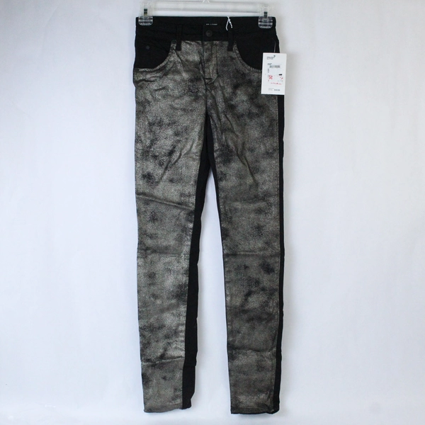 Hudson Girl's Size 14 Black Skinny Jeans Glitter Pattern Front