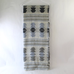 Nalini Blue & Gray Tassel Acrylic Cotton Long Winter Scarf Wrap 27.5x77" Flawed