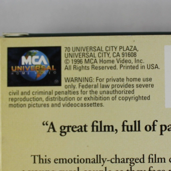 The River VHS Tape Movie 1996 MCA Universal Studio Sissy Spacek Mel Gibson