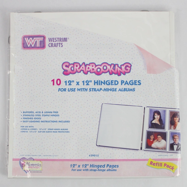 New Sealed Westrim Crafts Refill Pack of 10 Hinged White 12" x 12" Pages