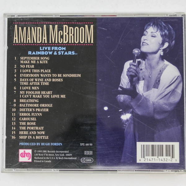 Amanda McBroom Live From Rainbow & Stars Audio CD 1994 DRG Records