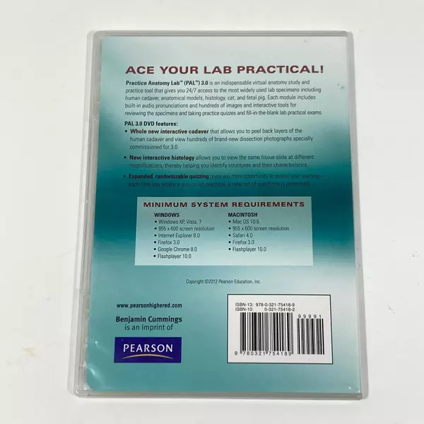 Practice Anatomy Lab 3.0 DVD ROM by Pearson Education Pre-Owned Untested