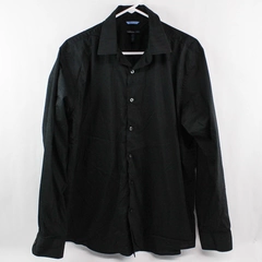 Van Heusen Slim Fit Dress Shirt Men's Large 16/16.5 Black Long Sleeve Good