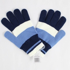NWT Navy Blue and White Striped Knit Mini Gloves Adult Size One Size