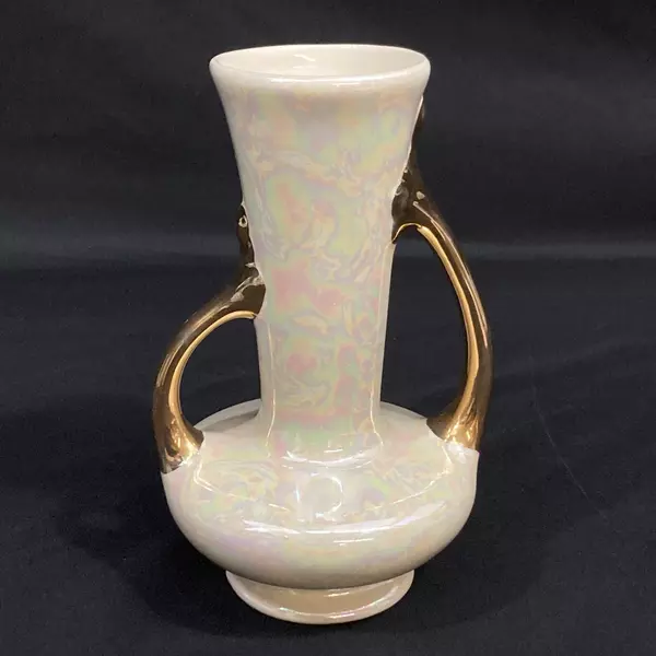 Pearl China Co Lusterware Vase 105 Gold Handles Flowers Plants Elegant Victorian