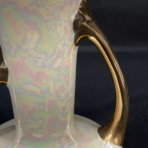 Pearl China Co Lusterware Vase 105 Gold Handles Flowers Plants Elegant Victorian