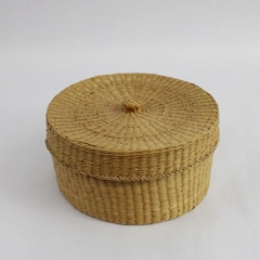 Unbranded Rustic Woven Round Basket With Lid