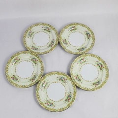 Lot of 5 Japanese Noritake Gramatan Salad Plates With Filigree & Floral Design