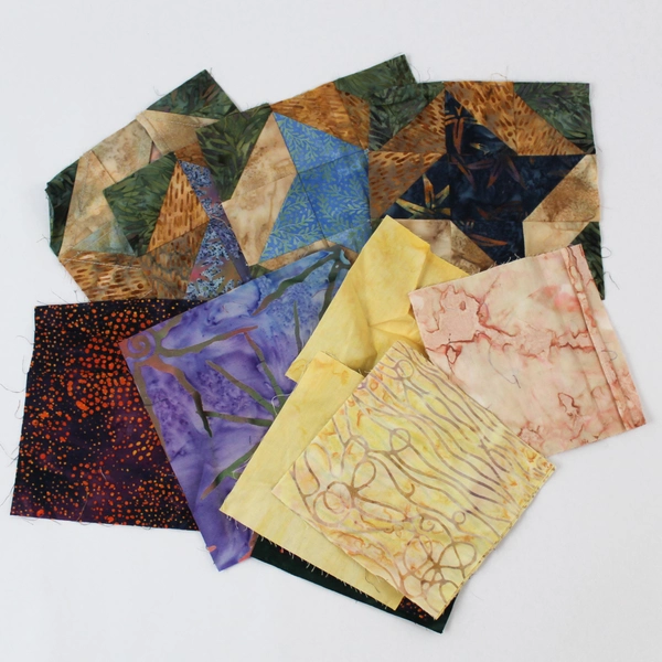 Unfinished Squares And Fabric Pieces For Quilting Quilts Various Sizes Colors