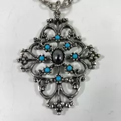 Vintage Avon Hematite Faux Turquoise Necklace