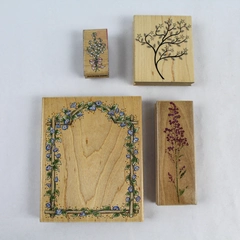 Lot of 4 Hero Arts Rubber Stamps Morning Glory Lily Windy Tree