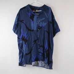 JF J Ferrar Slim Fit Casual Shirt XXL Navy Blue Short Sleeve Pre-Owned