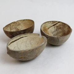 Lot Of 3 Coconut Shell Halves Handmade Bowls
